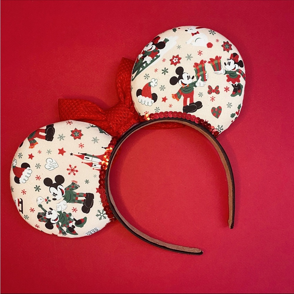 Christmas Mickey Mouse Ears with Red Bow - Picture 2 of 3